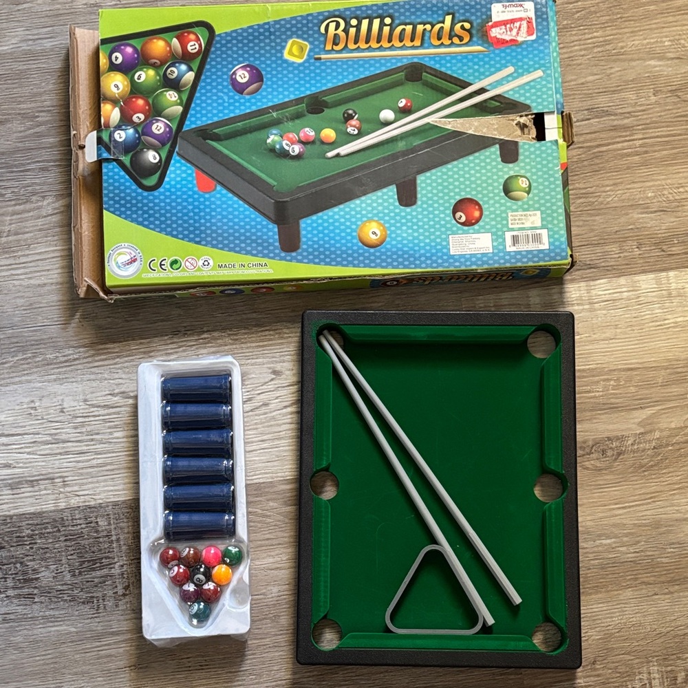 BPC Mini Tabletop Pool Set-Billiards Game Portable Travel Ideal For Family Fun